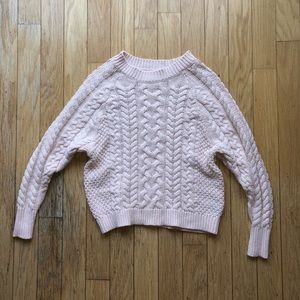 Aerie Cable Knit Sweater in Pale Pink